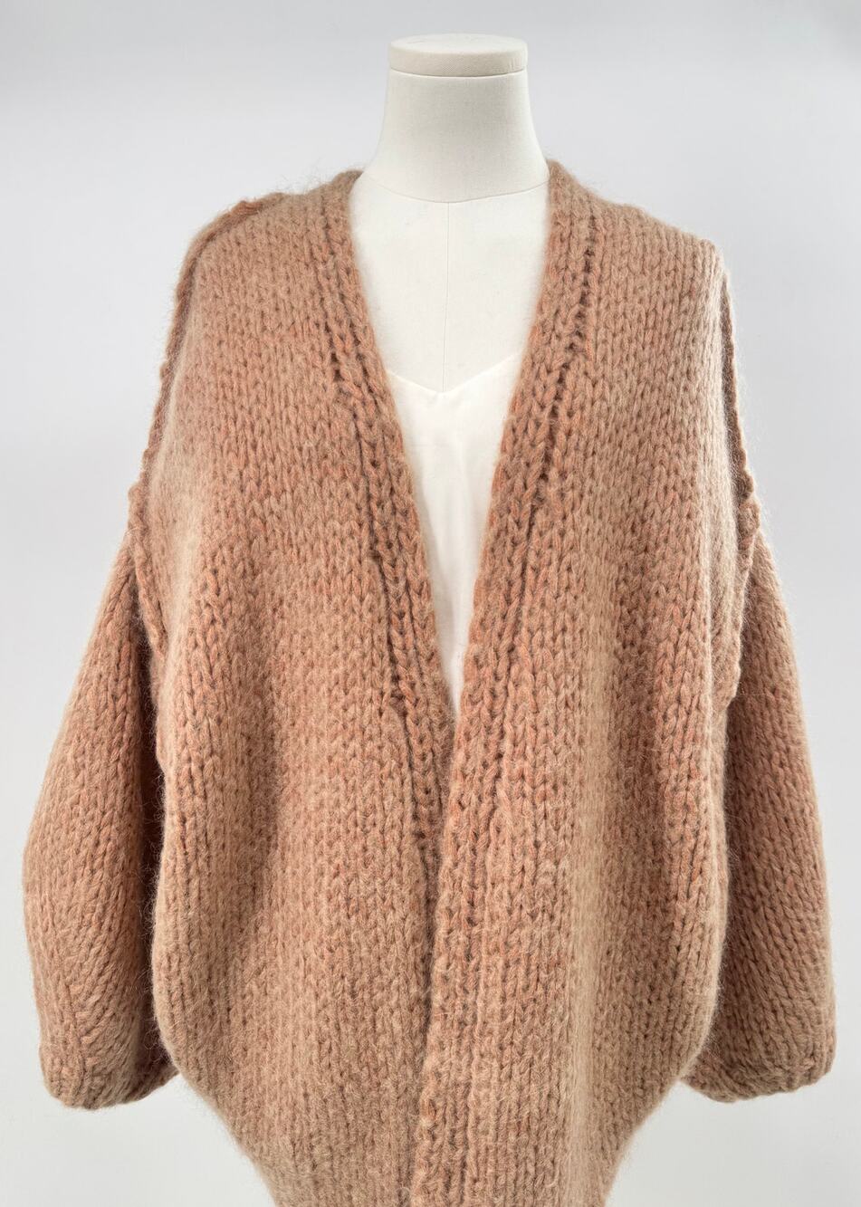 Saralam Rust Chunky Cardigan Sweater Mohair Wool Cocoon Knit Oversized L